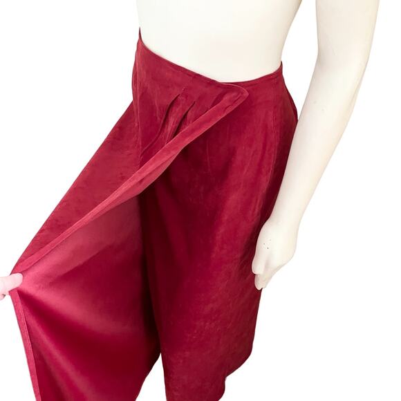 VTG 90s KAREN SCOTT Stretchy Lined Maxi Wrap Skirt in Red SZ L - Picture 10 of 10